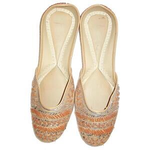 Leather Beaded Slippers PEACH size 9 only